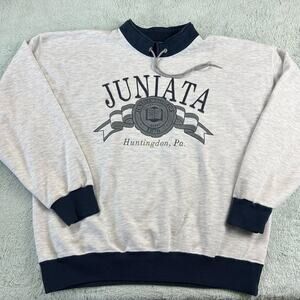 Juniata College House Vintage Sweatshirt size XL USA Made Gray Navy